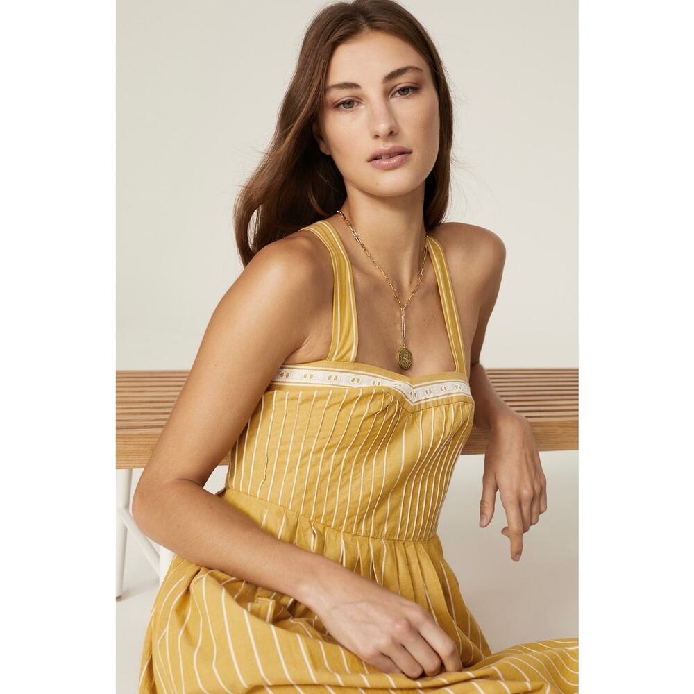 THE GREAT. Laurel Yellow Sundress Sweetheart Stripe size 1 | Small - Picture 5 of 16